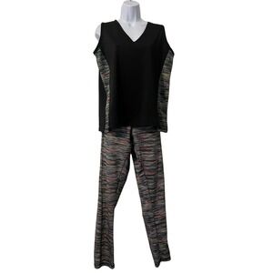 TAKE A WALK Women's Workout Shirt Sleeveless V Neck Pull On Pants Plus‎ Size 3XL